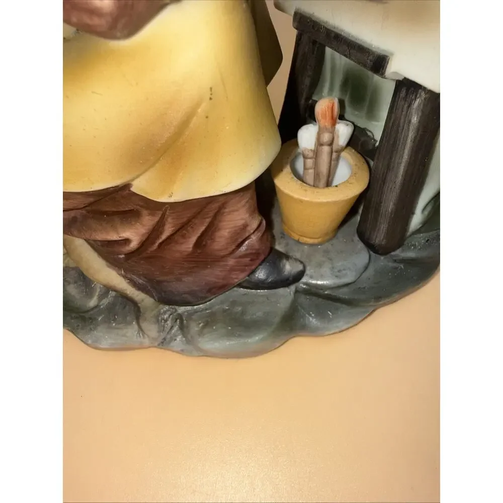 Vintage 70's-80's Arnart Porcelain Figurine Old Woman Outdoor Nature Painter